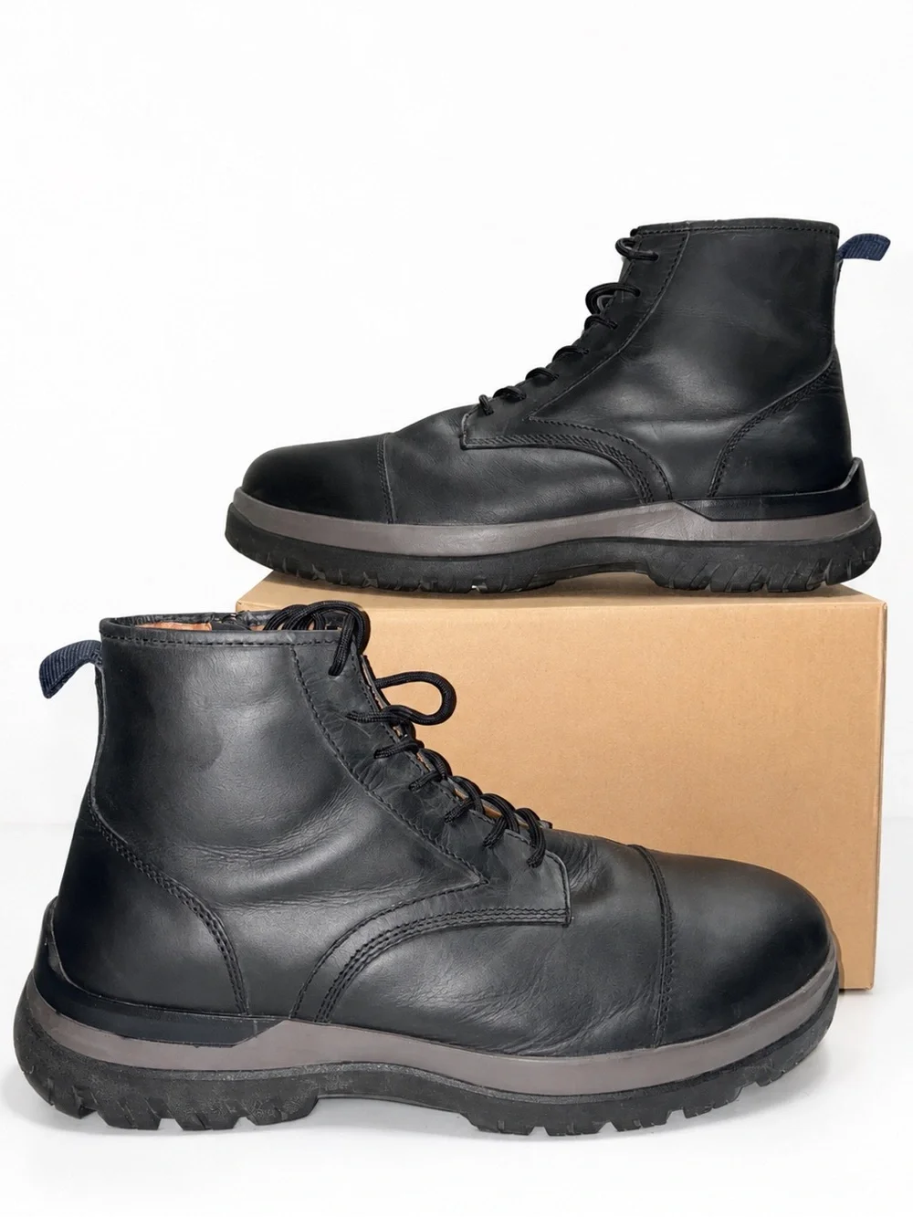 Hush Puppies Ottis Men’s Leather Boots Black Size 13 Wide Side Zip